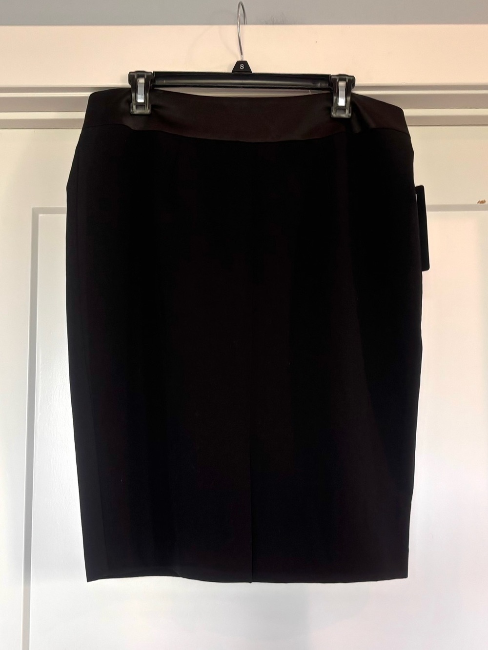 Eva Longoria Black W/ Satin Waist Seasonless Gabardine Pencil Skirt- Sz 14- NWT